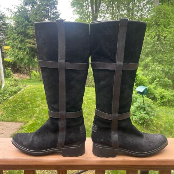 Hunter Willingen Tall Black Suede/Leather Boots w Size Zip - Size 7 1/2 - Picture 10 of 15